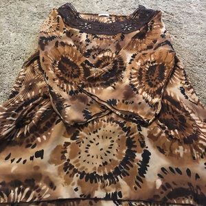 Women’s Nicola Sheer Top -brown with collar details